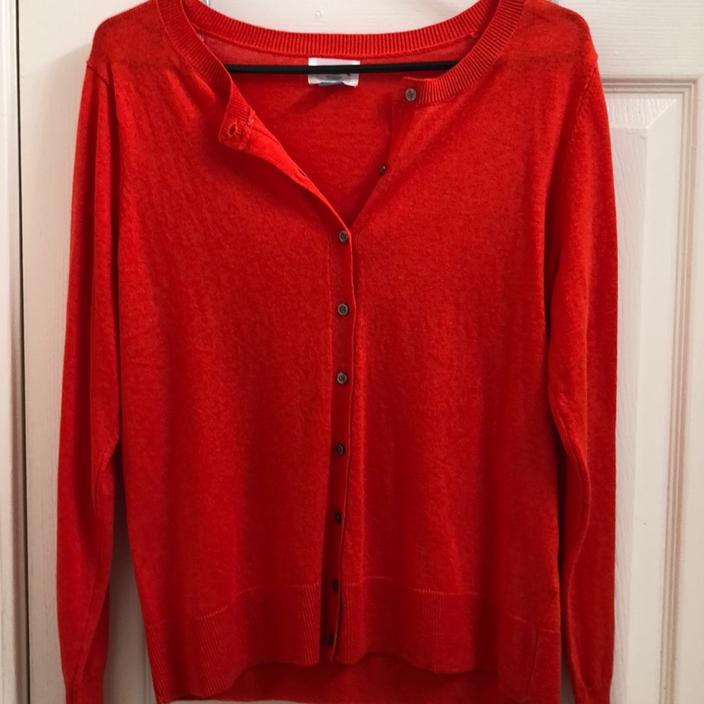 Orange button up sweater